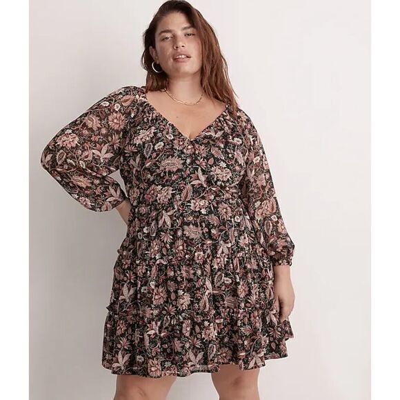 Madewell Dresses & Skirts - New! Madewell Plus Amalia Tiered Mini Dress in Pampas Blooms, size 26W‎